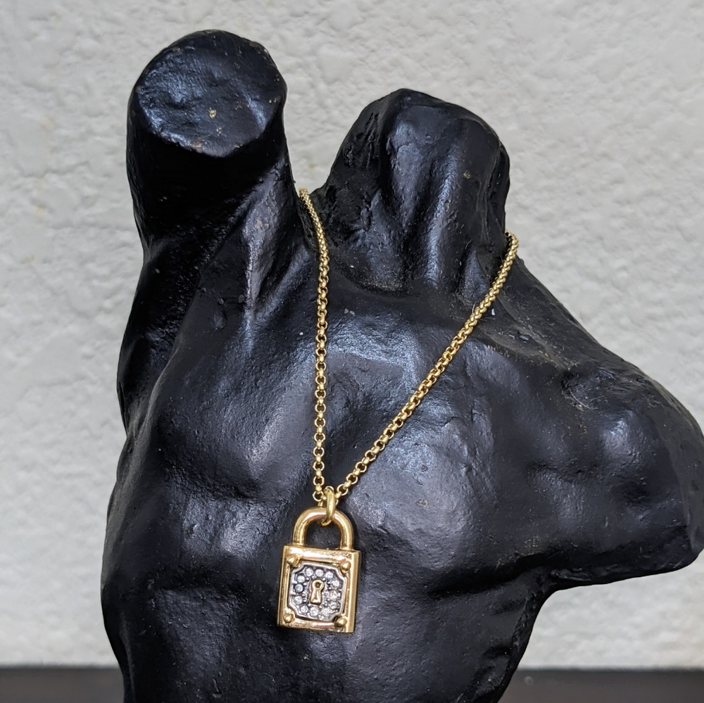 Juicy Couture Lock Crystal Gold Necklace